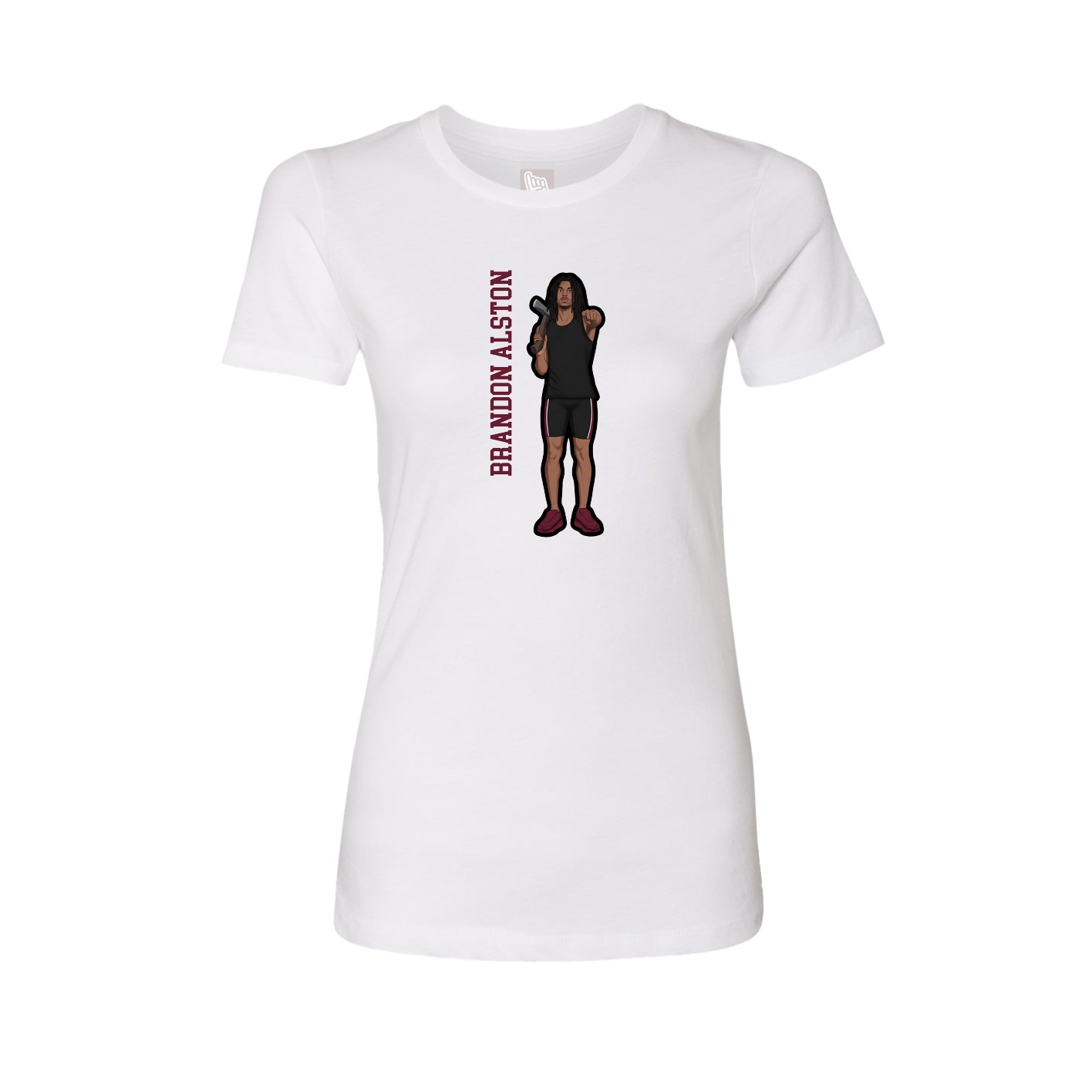 Fitted Women's Tee — Name Vertical in White