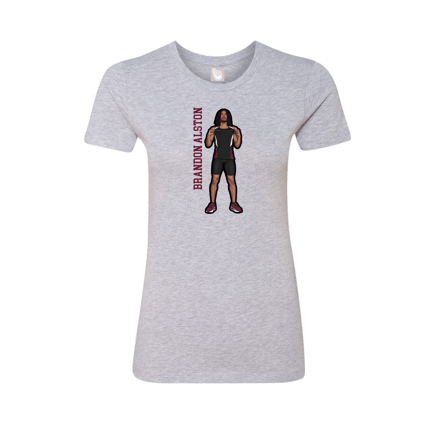 Fitted Women's Tee — Name Vertical in Grey