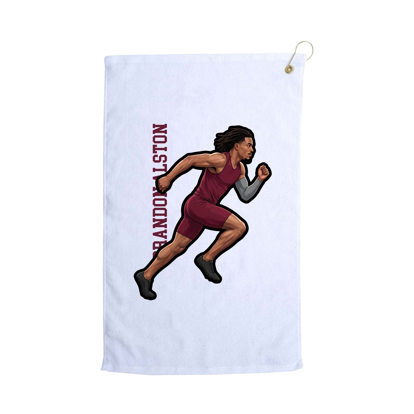 Golf Towel — Name Vertical in White
