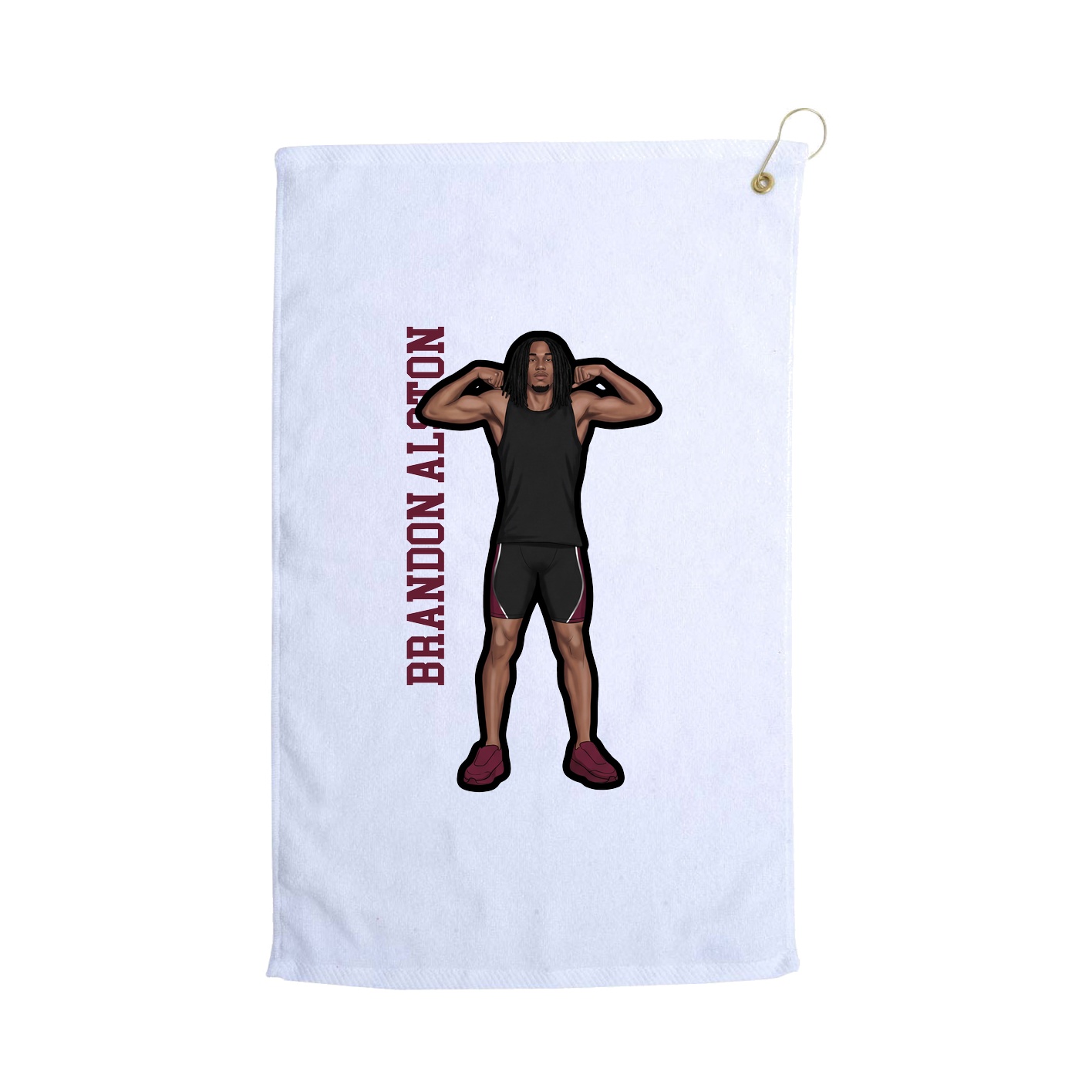 Golf Towel — Name Vertical in White