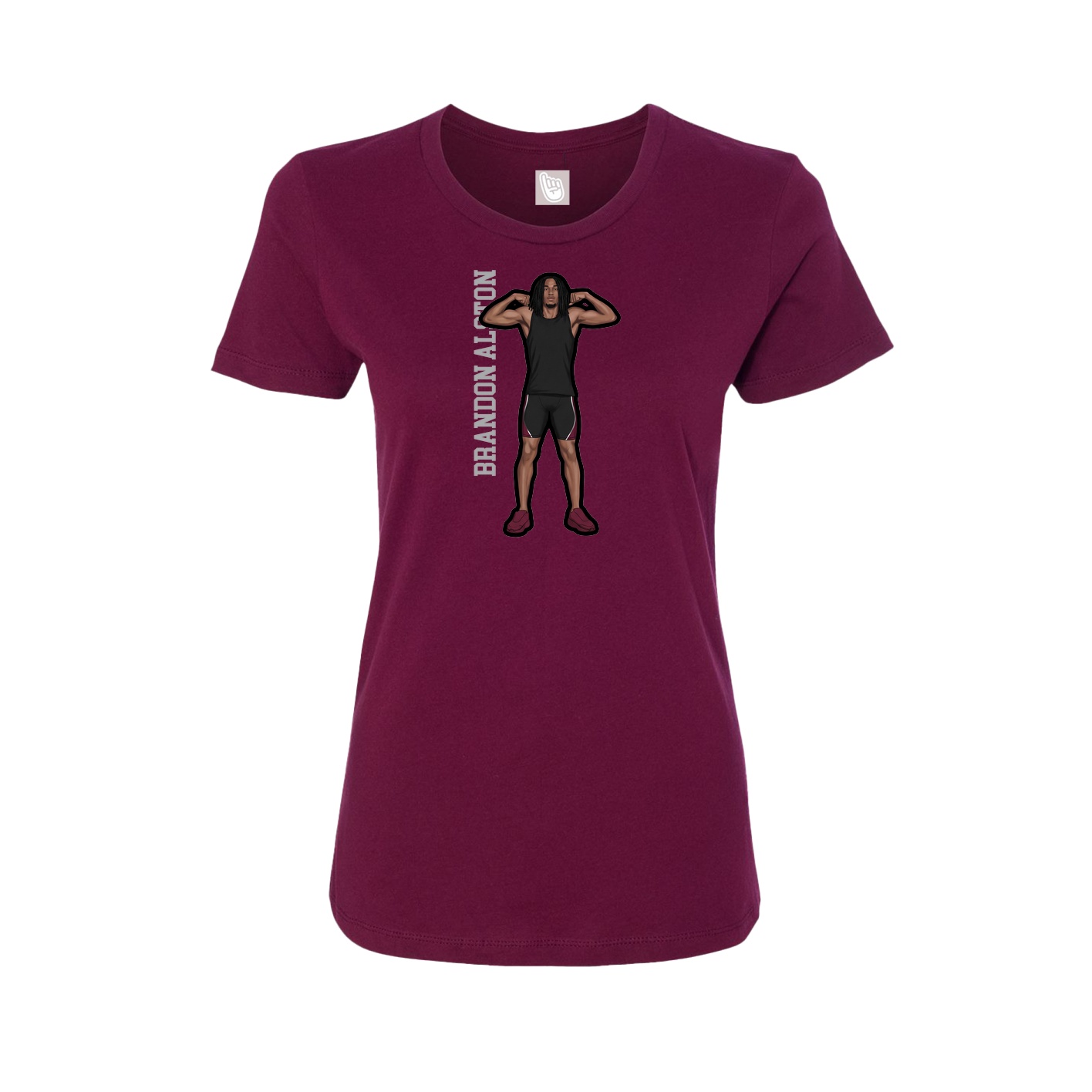 Fitted Women's Tee — Name Vertical in Maroon