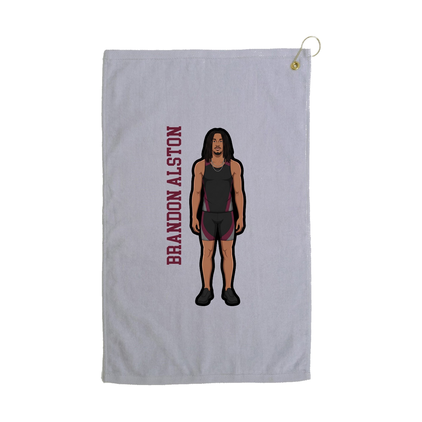 Golf Towel — Name Vertical in Grey