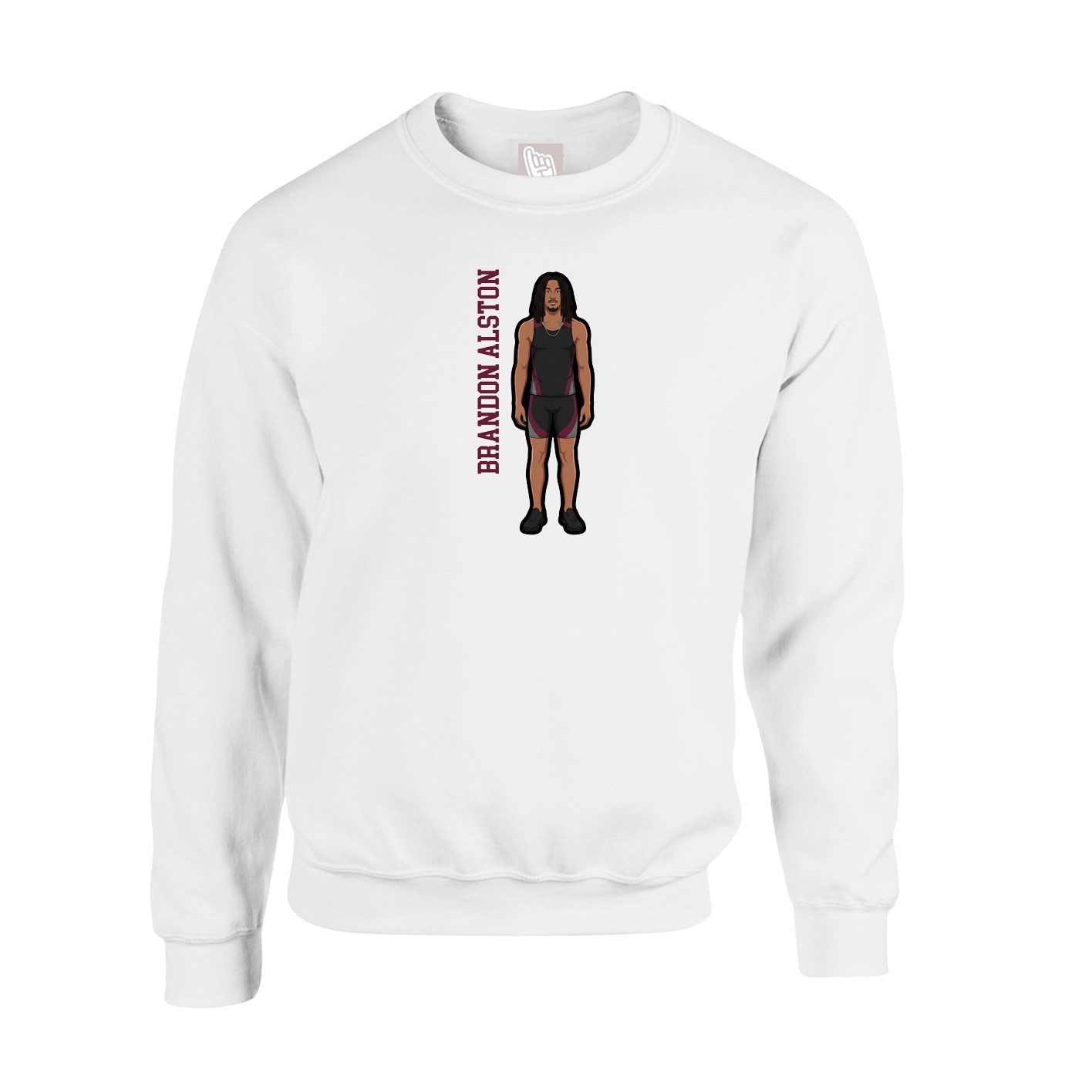 Fleece Crew — Name Vertical in White