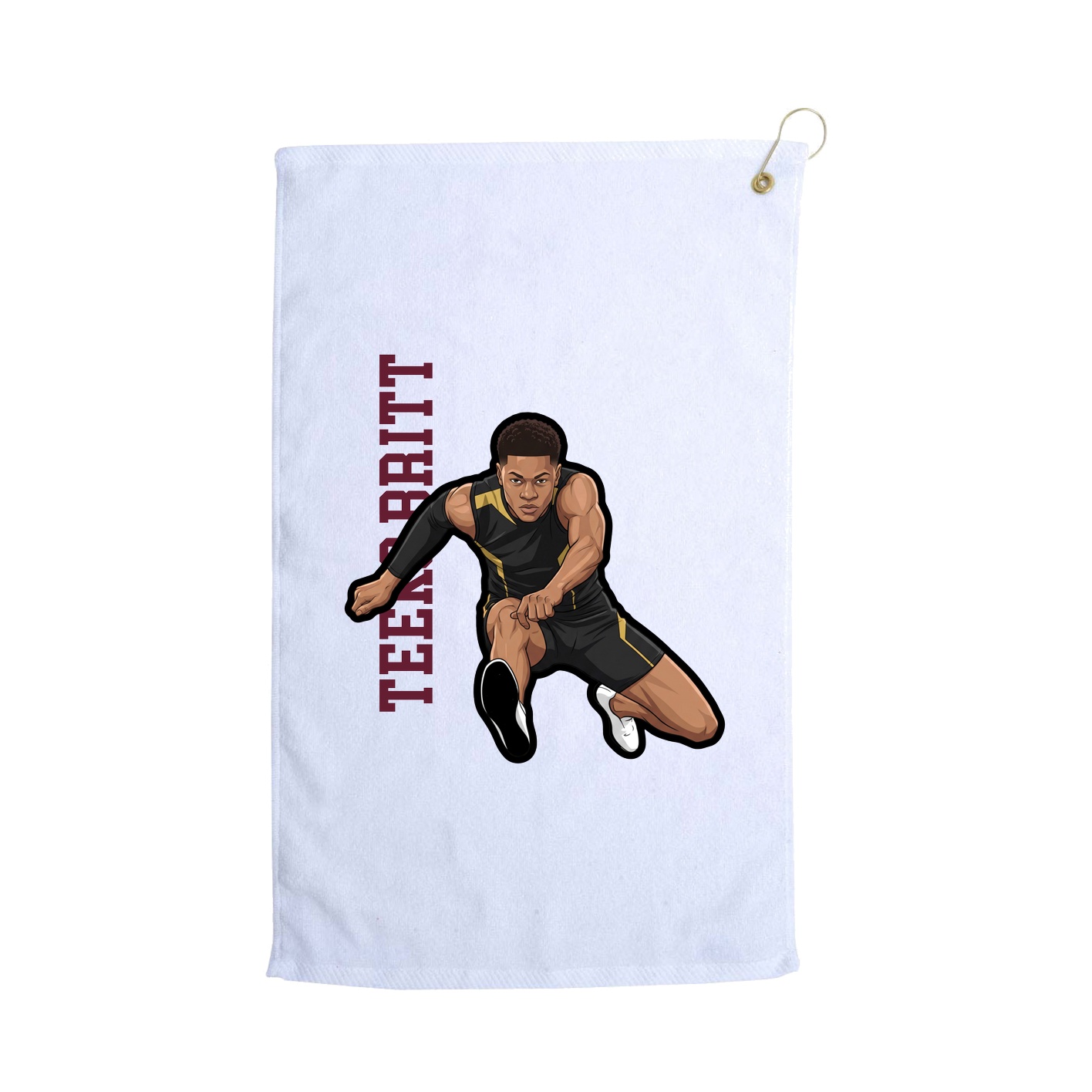 Golf Towel — Name Vertical in White