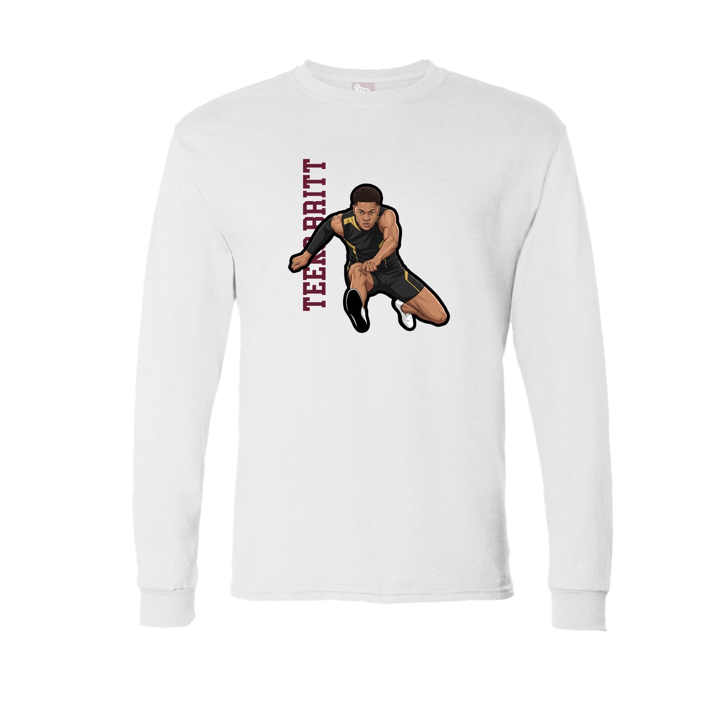 Long Sleeve Tee — Name Vertical in White