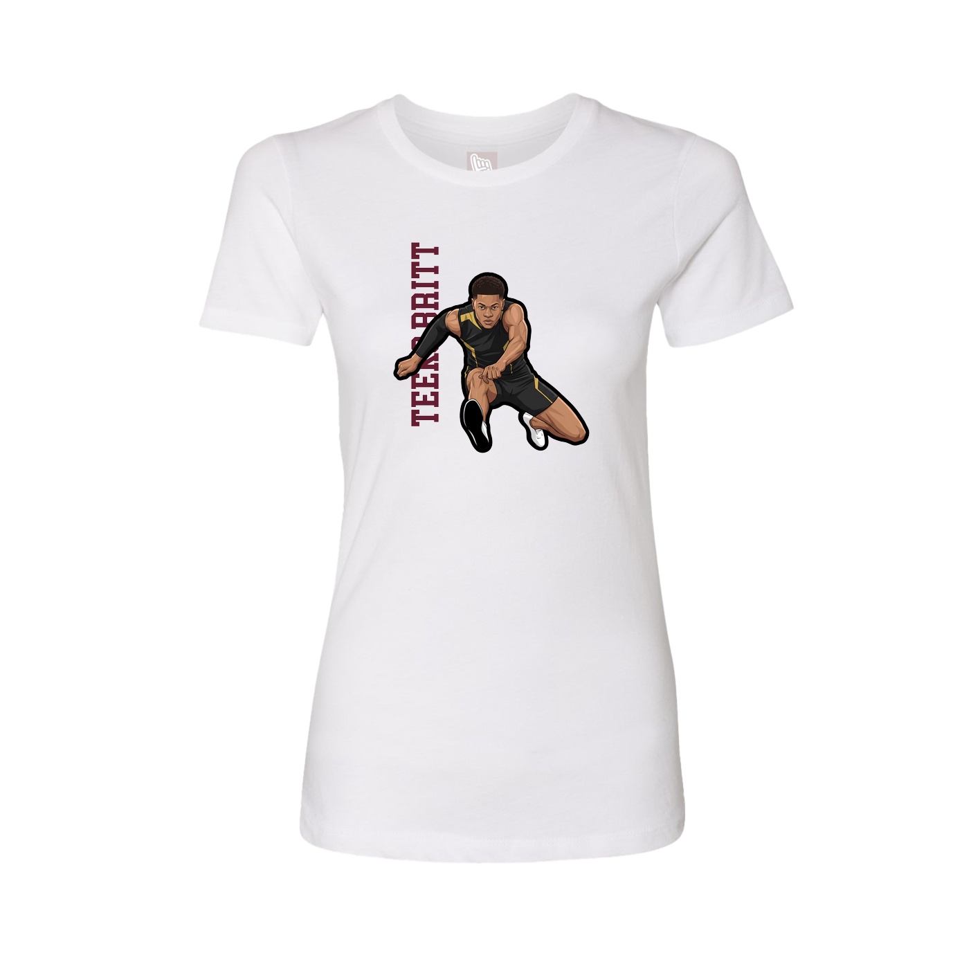 Fitted Women's Tee — Name Vertical in White