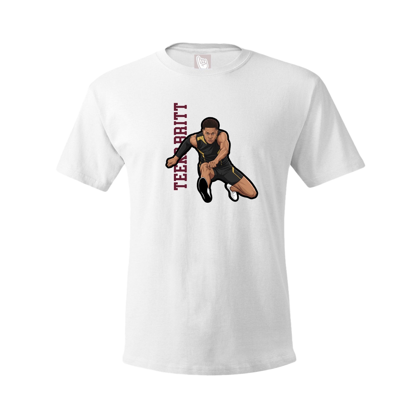 Youth Tee — Name Vertical in White