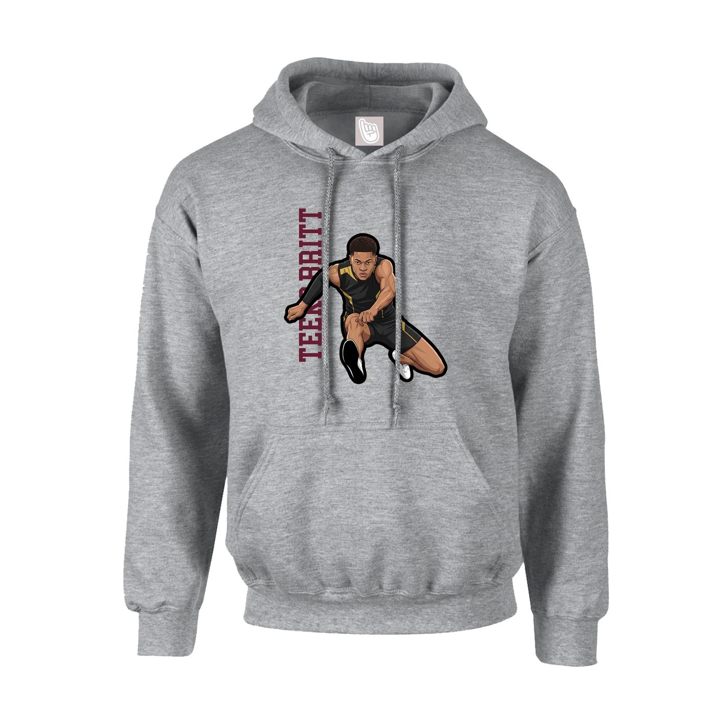 Hoodie — Name Vertical in Grey