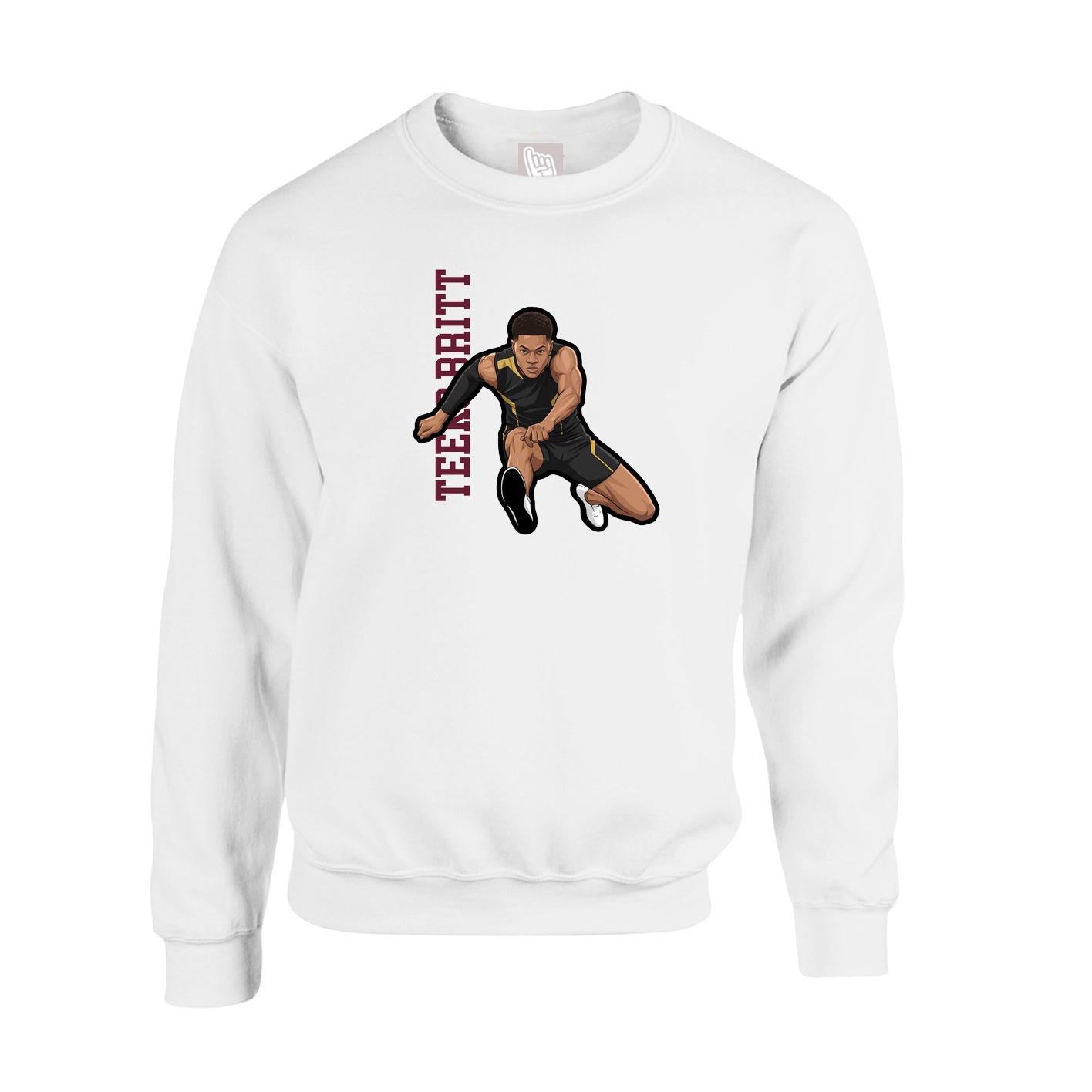 Fleece Crew — Name Vertical in White