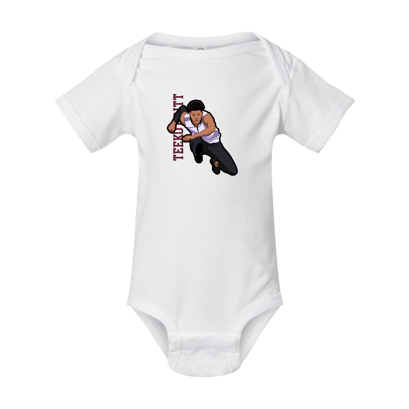 Baby Onesie — Name Vertical in White