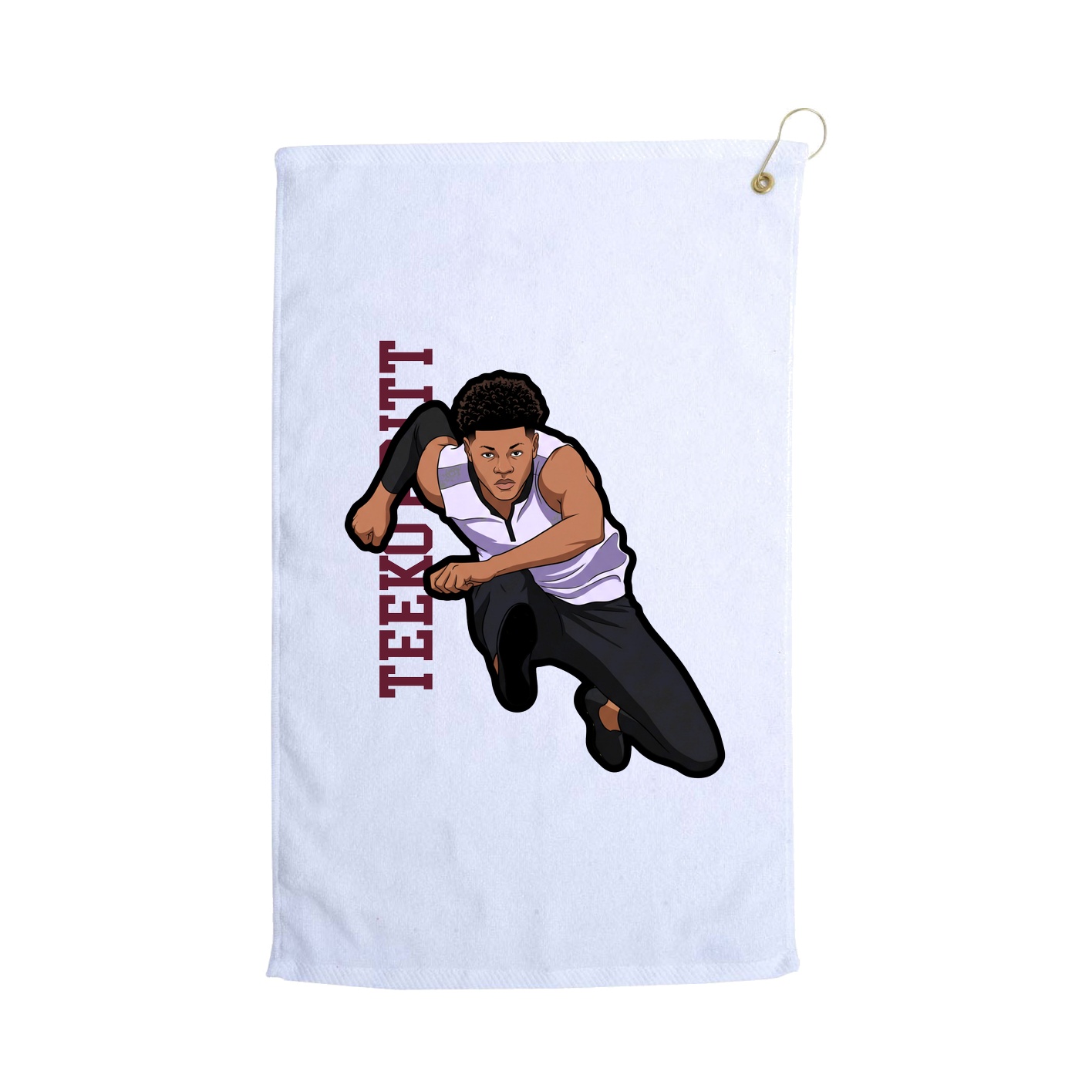 Golf Towel — Name Vertical in White