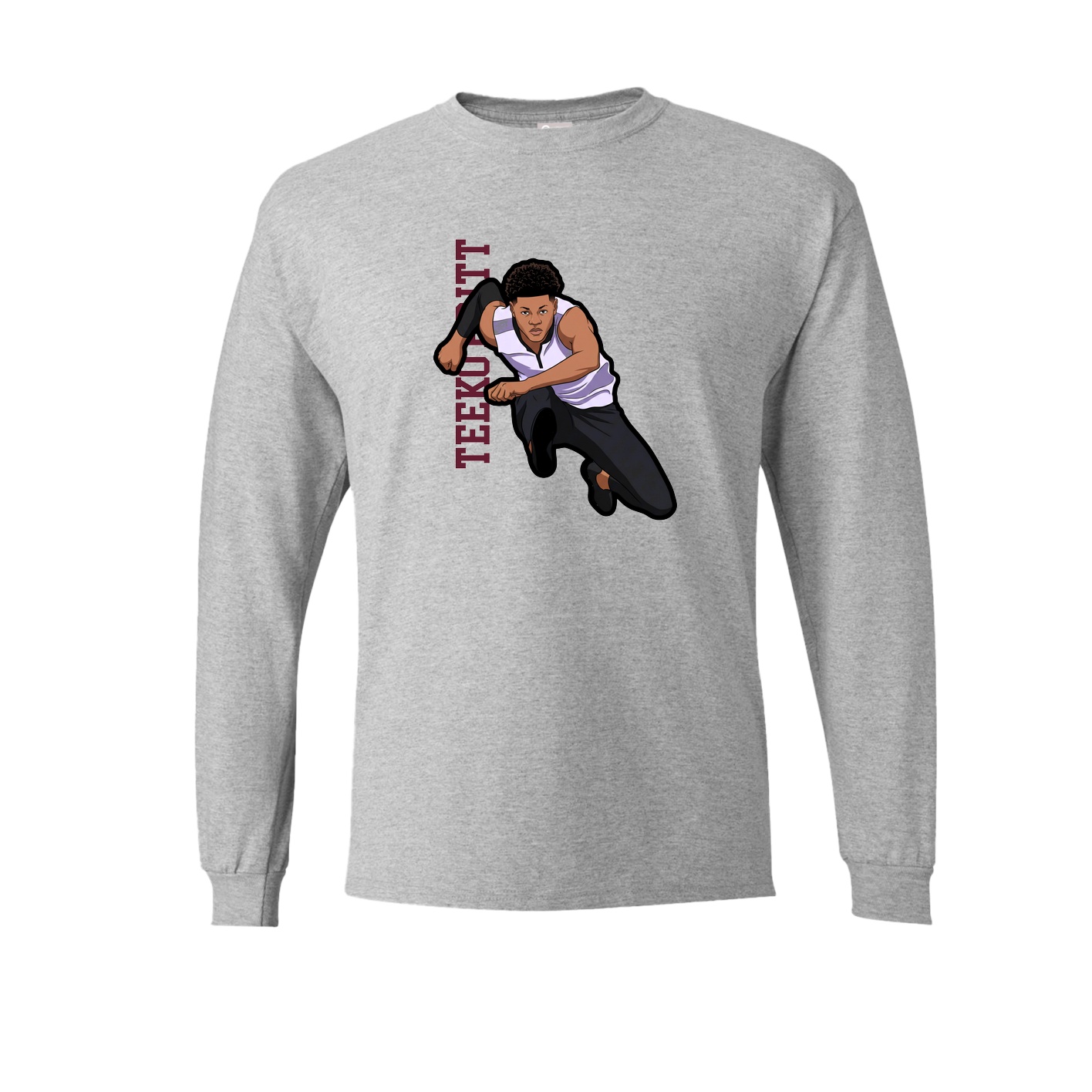 Long Sleeve Tee — Name Vertical in Grey