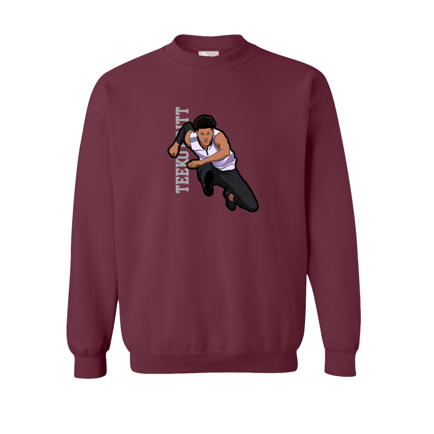 Fleece Crew — Name Vertical in Maroon