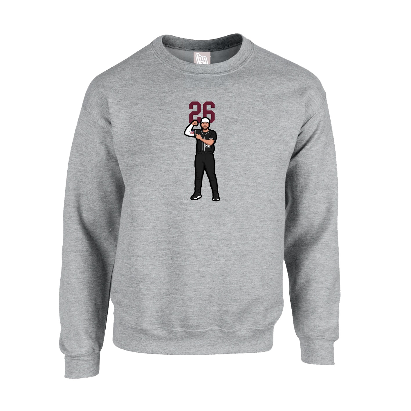 Fleece Crew — Number Top in Grey