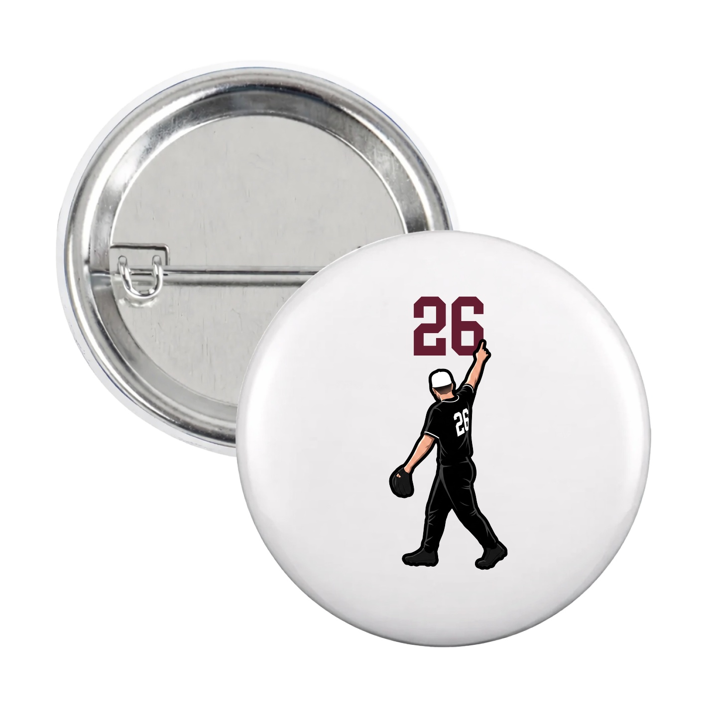 Game Day Button — Number Top in White