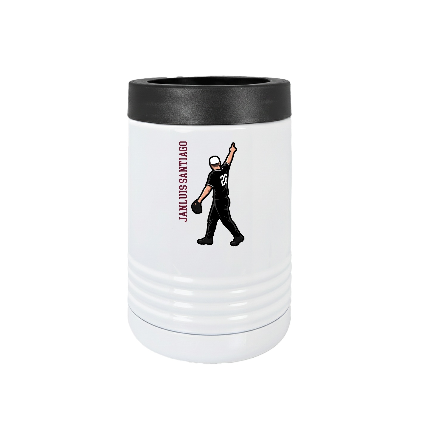 Beverage Holder — Name Vertical in White