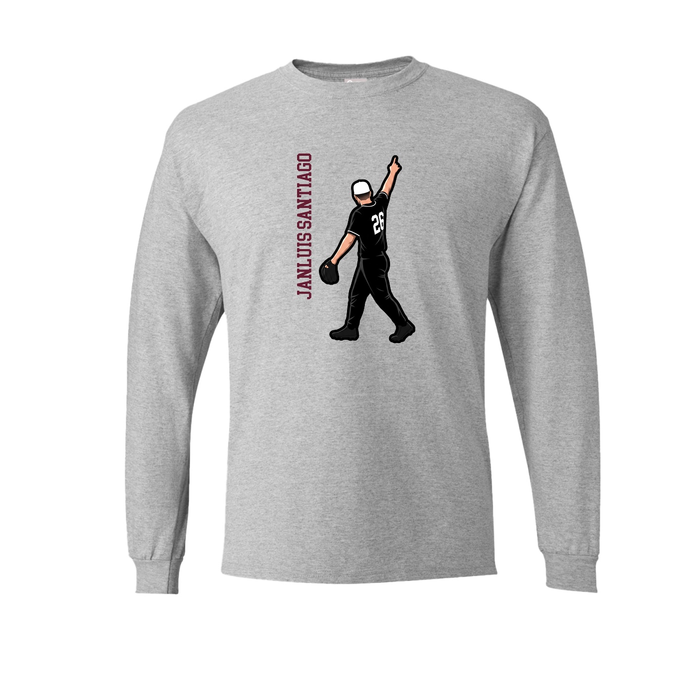 Long Sleeve Tee — Name Vertical in Grey