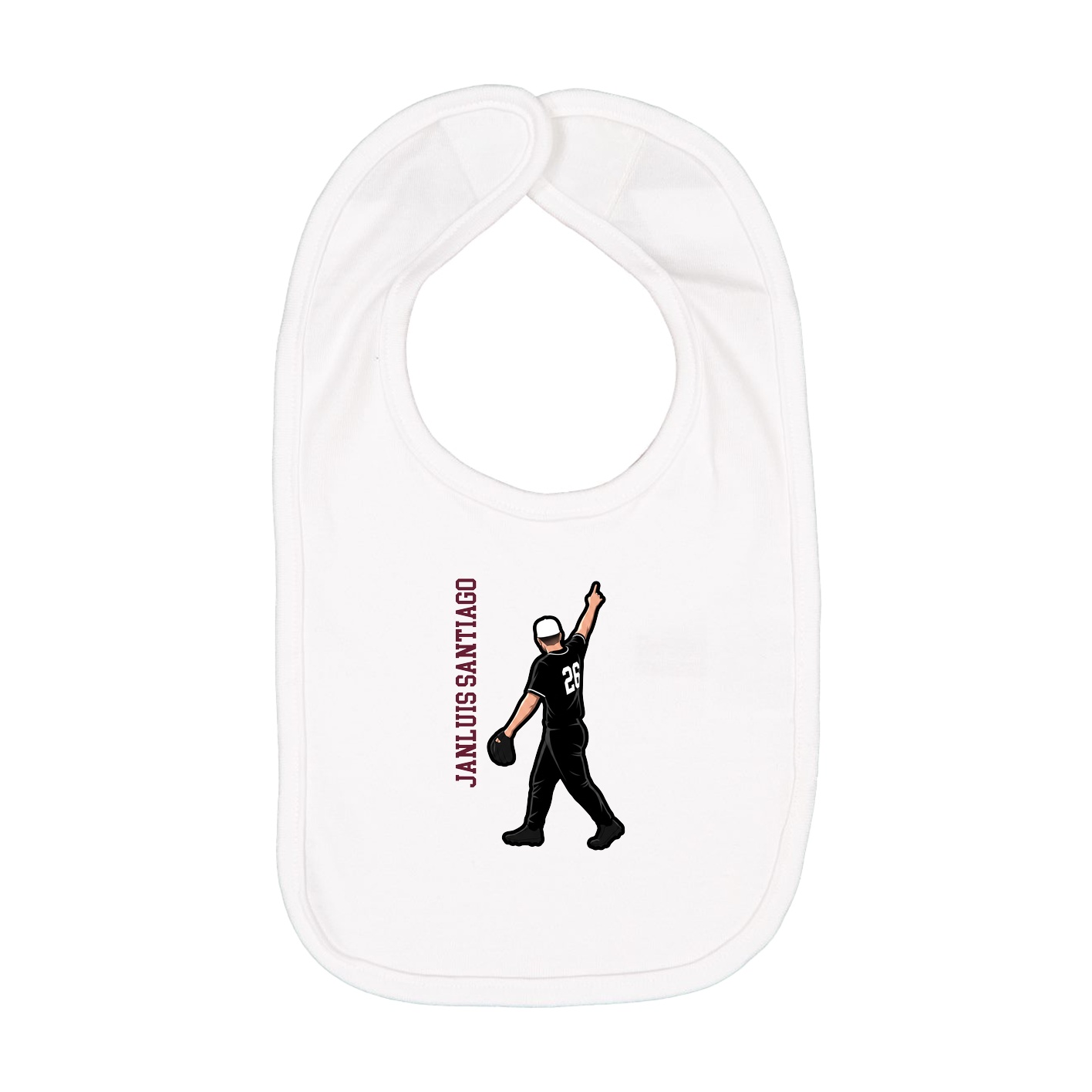 Infant Bib — Name Vertical in White