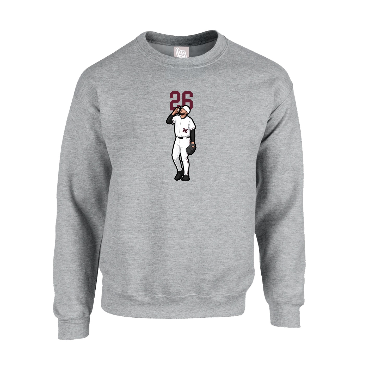 Fleece Crew — Number Top in Grey