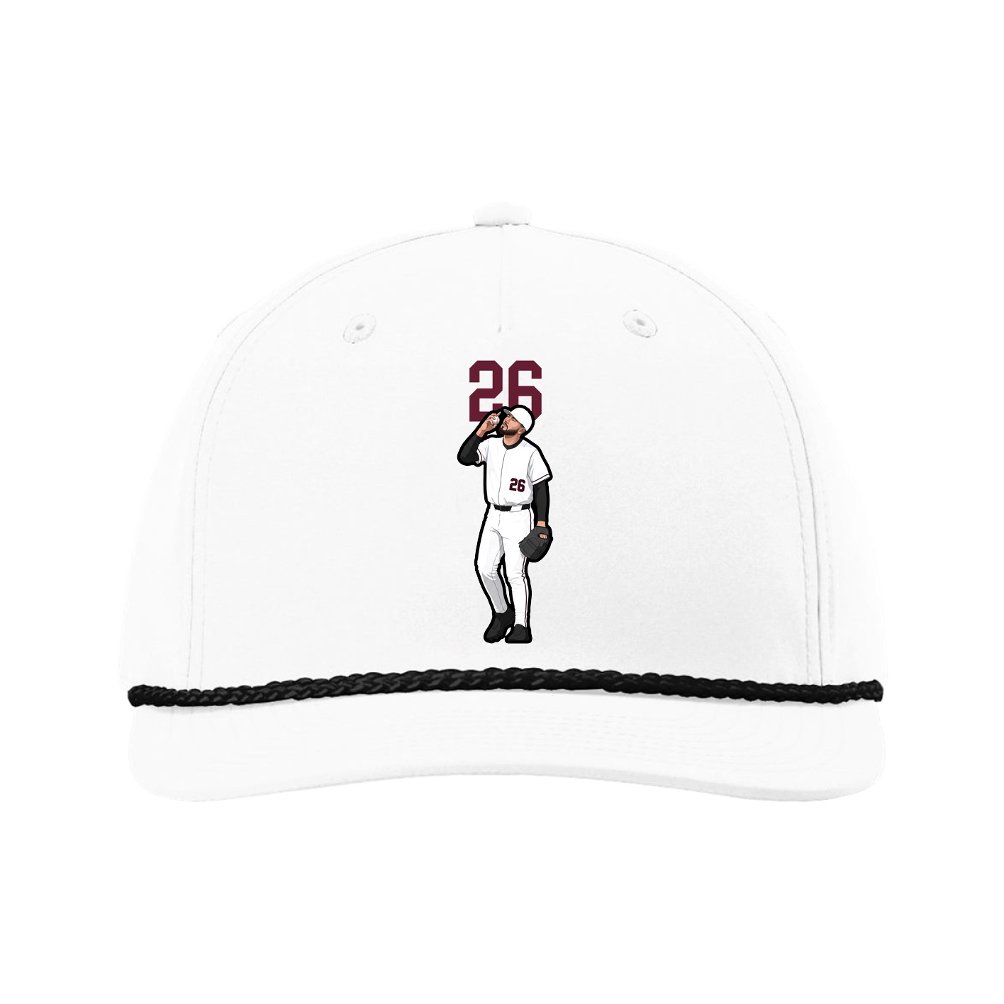 Five-Panel Classic Rope Cap — Number Top in White