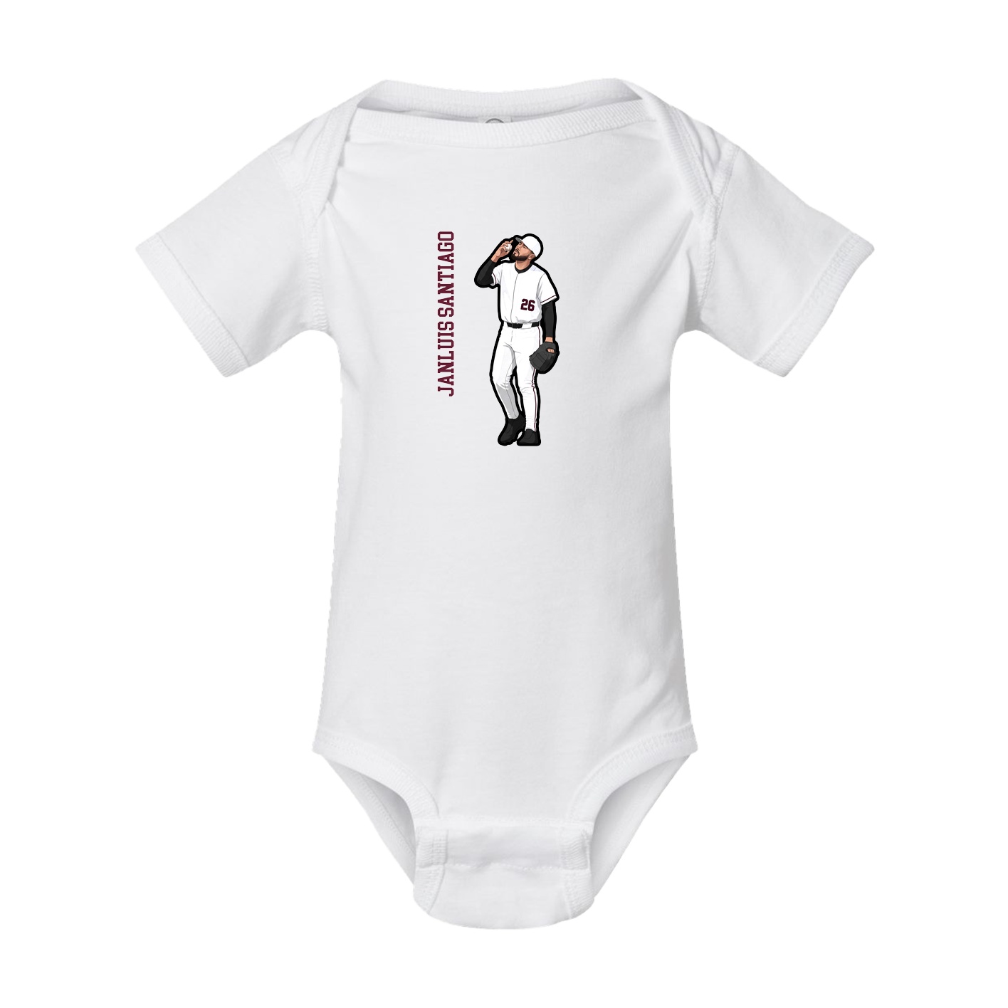Baby Onesie — Name Vertical in White