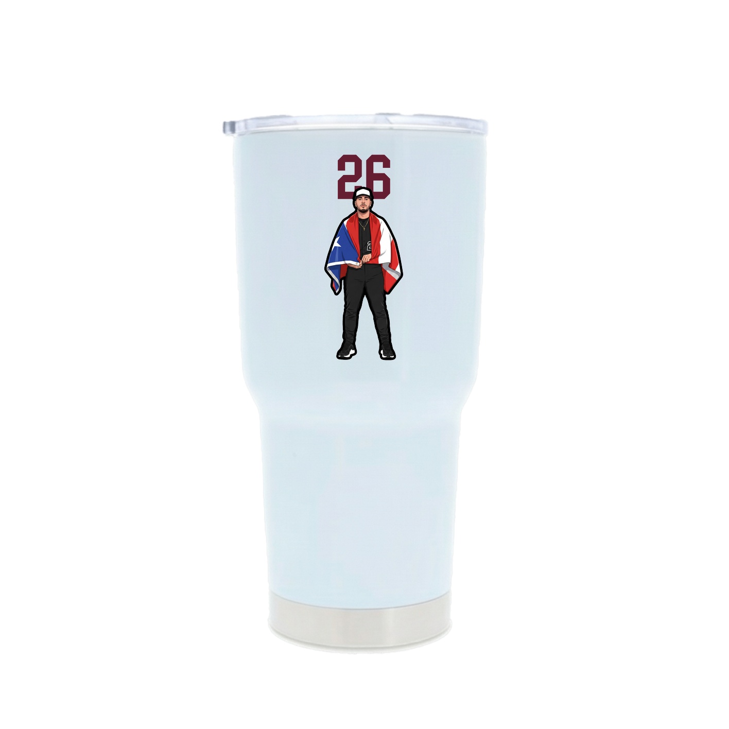 30oz Stainless Steel Tumbler — Number Top in White