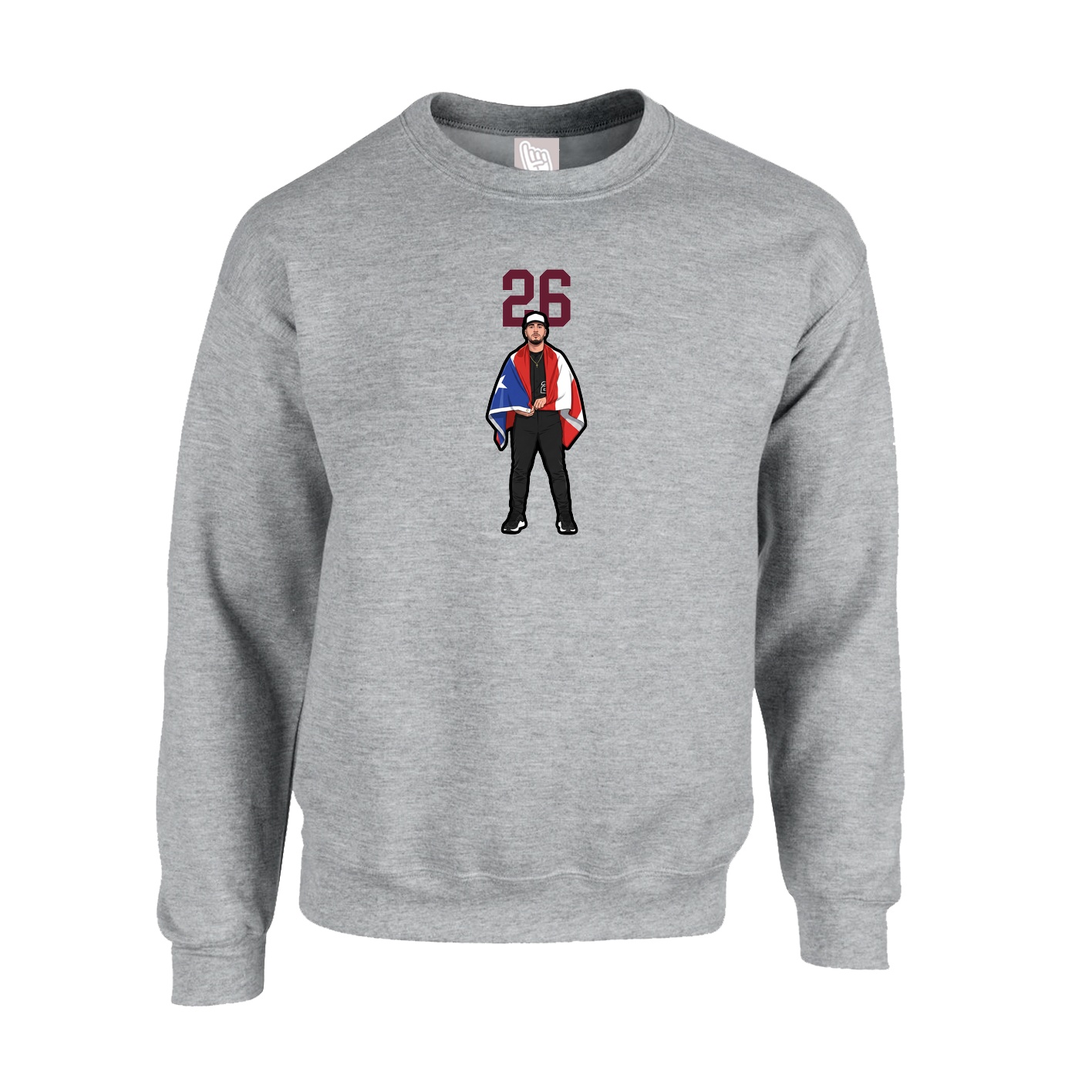 Fleece Crew — Number Top in Grey