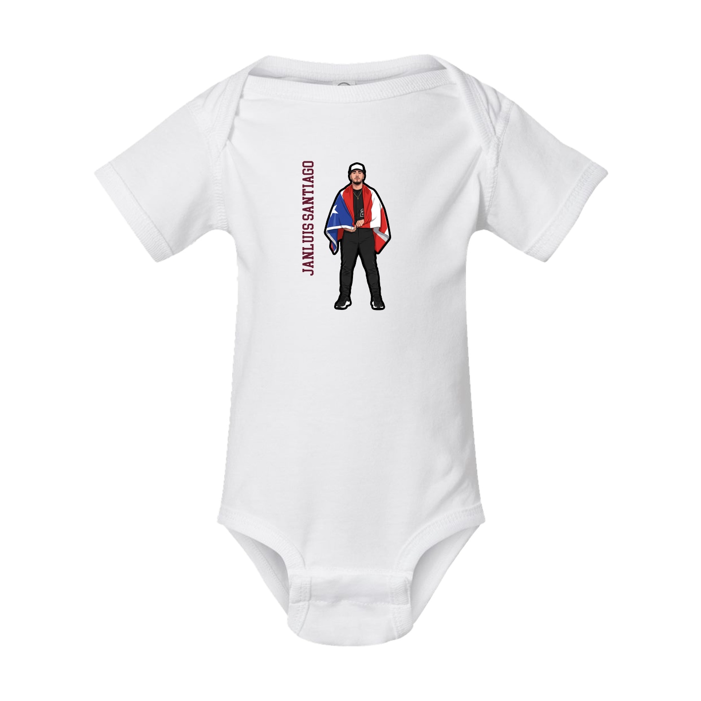 Baby Onesie — Name Vertical in White