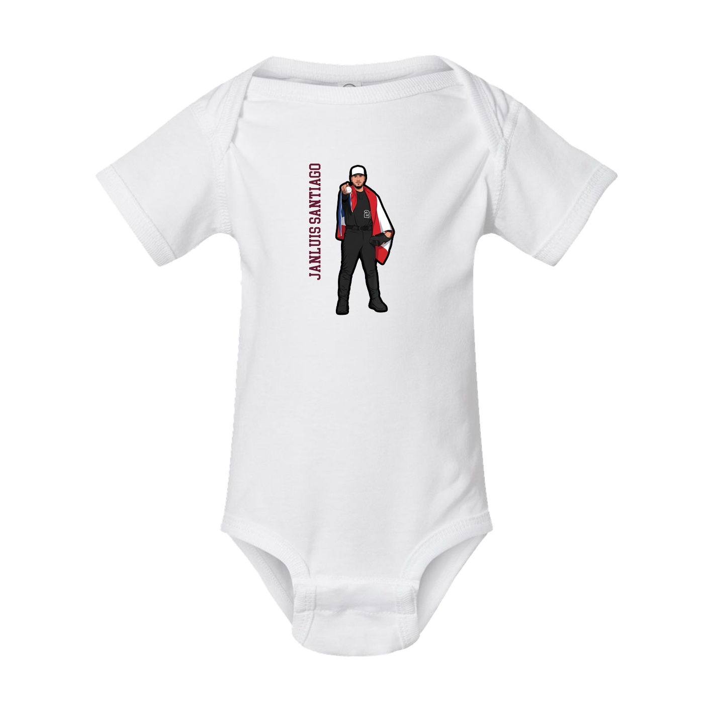 Baby Onesie — Name Vertical in White