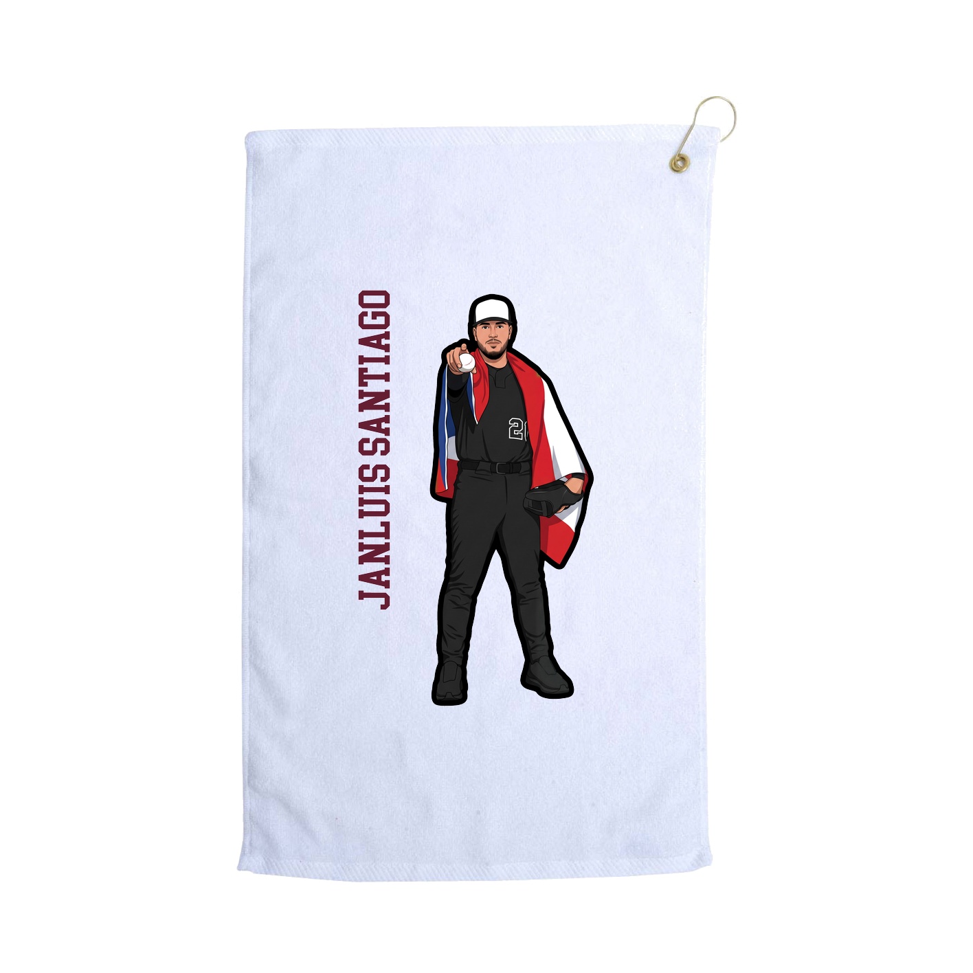 Golf Towel — Name Vertical in White