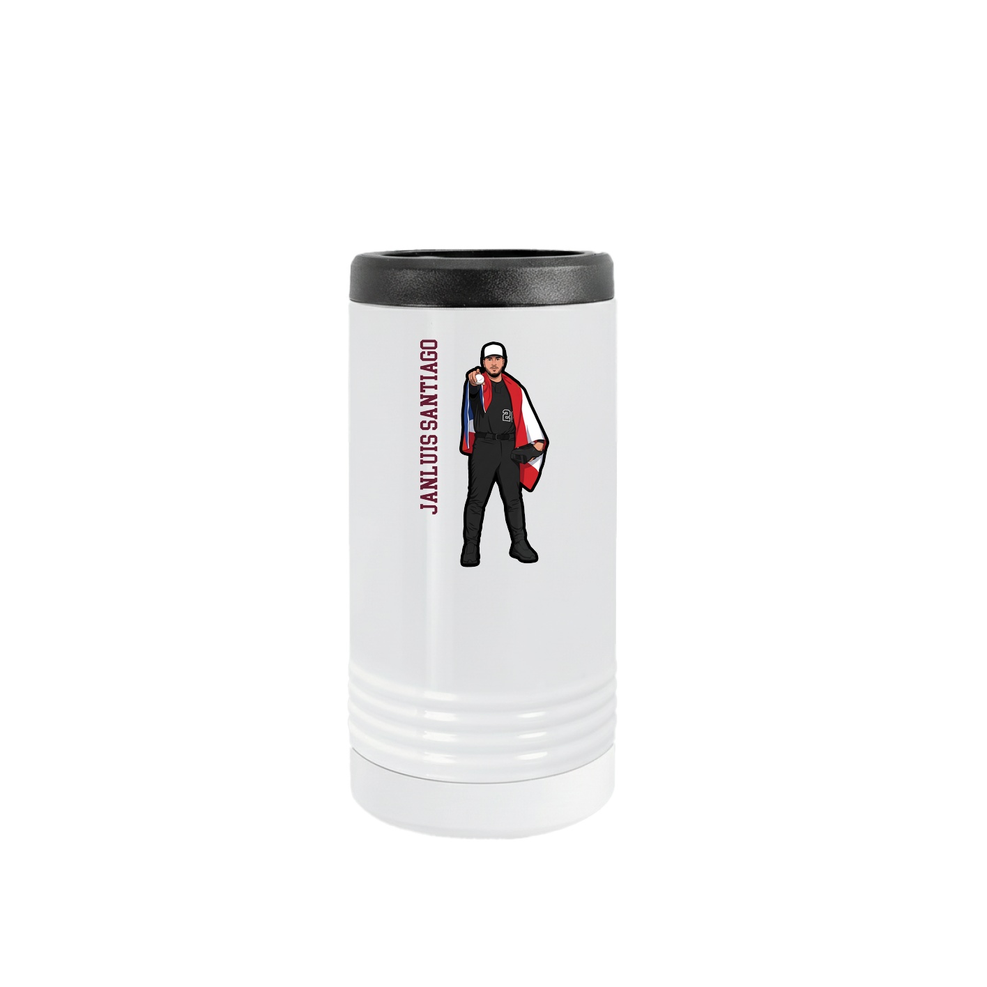 Slim Beverage Holder — Name Vertical in White