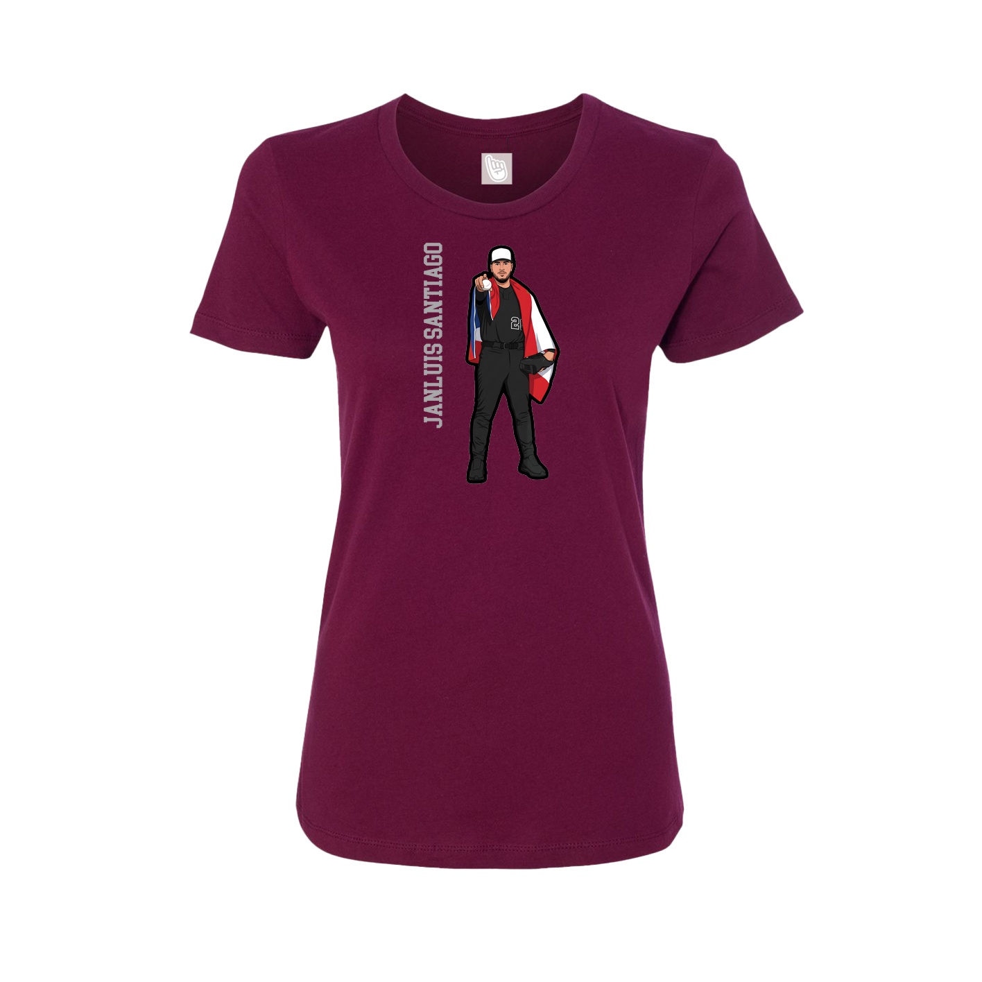 Womens Tee — Name Vertical in Maroon
