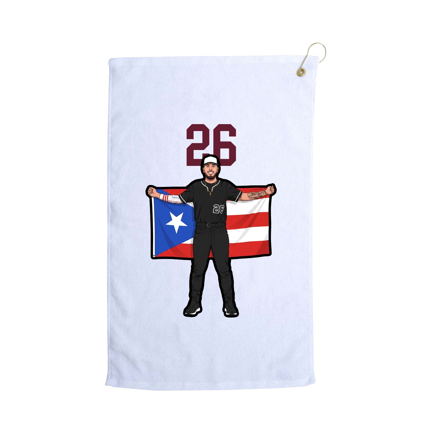 Golf Towel — Number Top in White