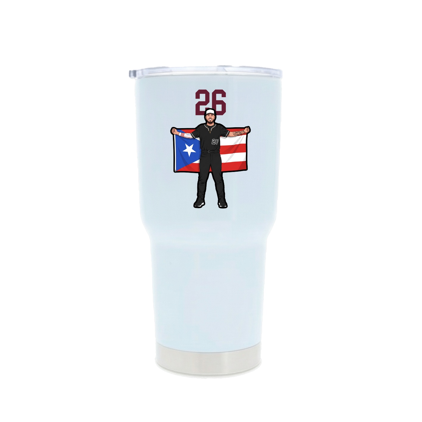30oz Stainless Steel Tumbler — Number Top in White