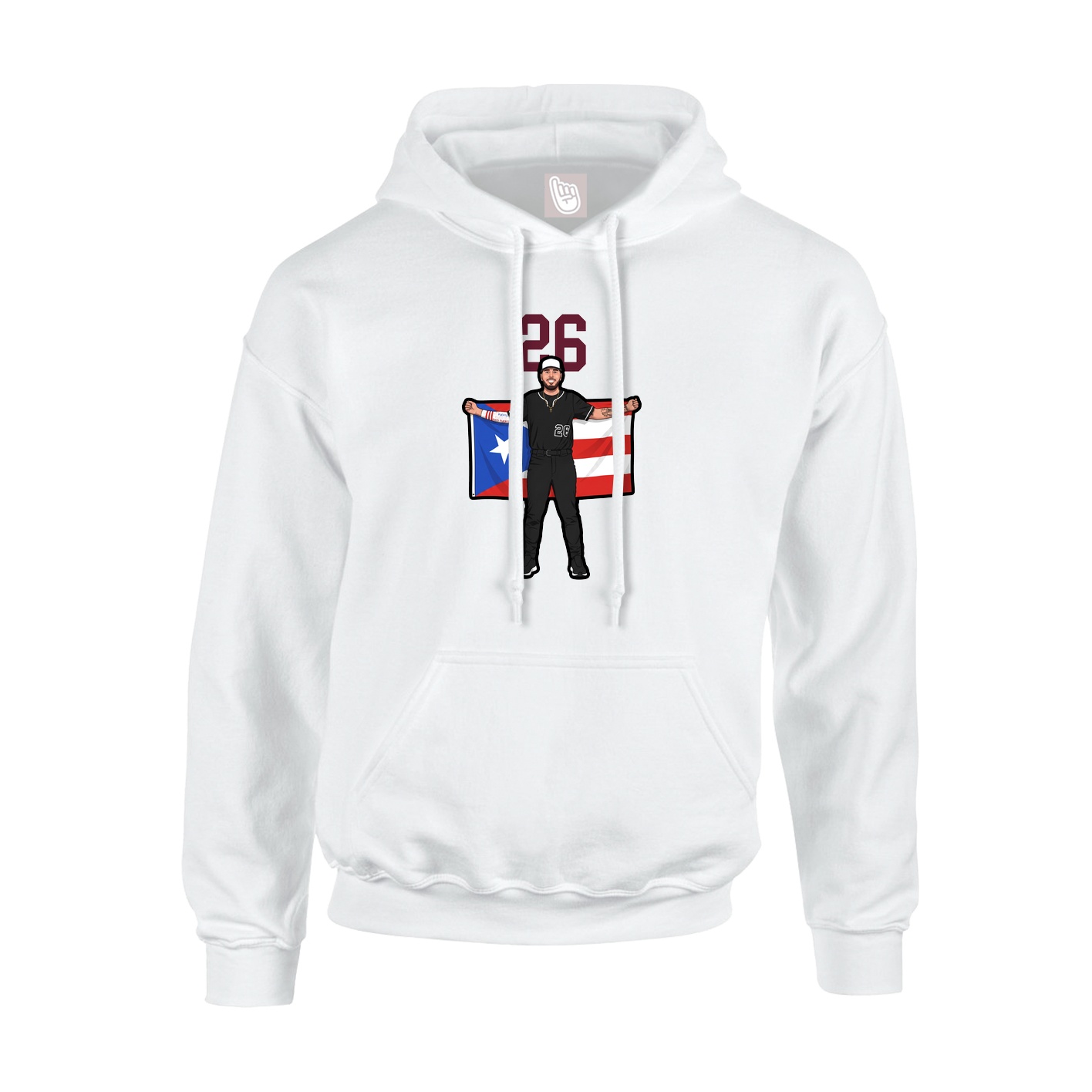 Youth Hoodie — Number Top in White