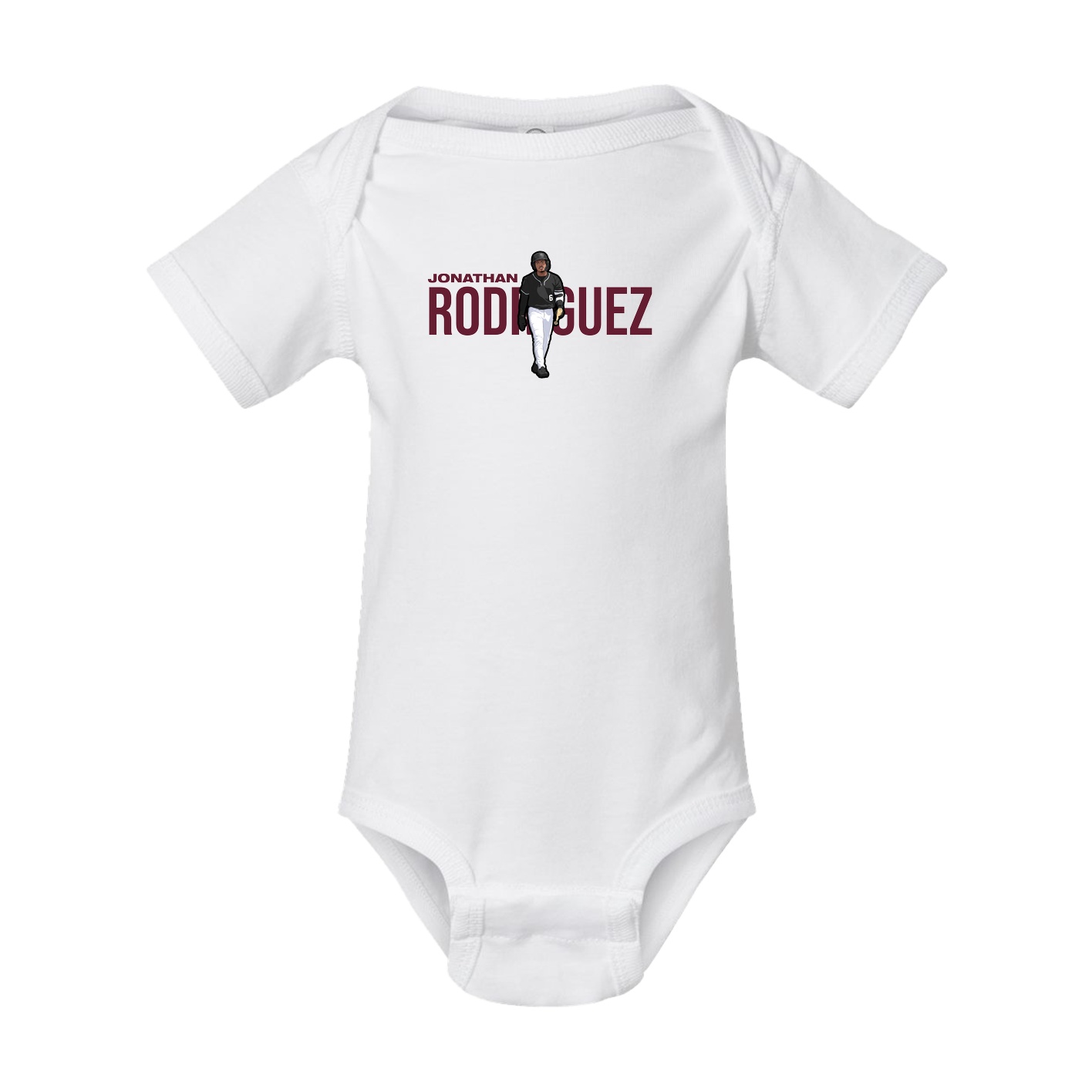 Baby Onesie — Player Name in White