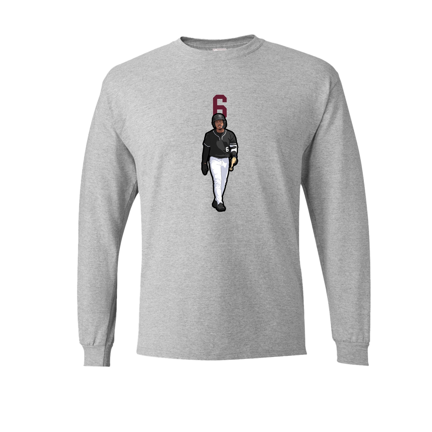 Long Sleeve Tee — Number Top in Grey