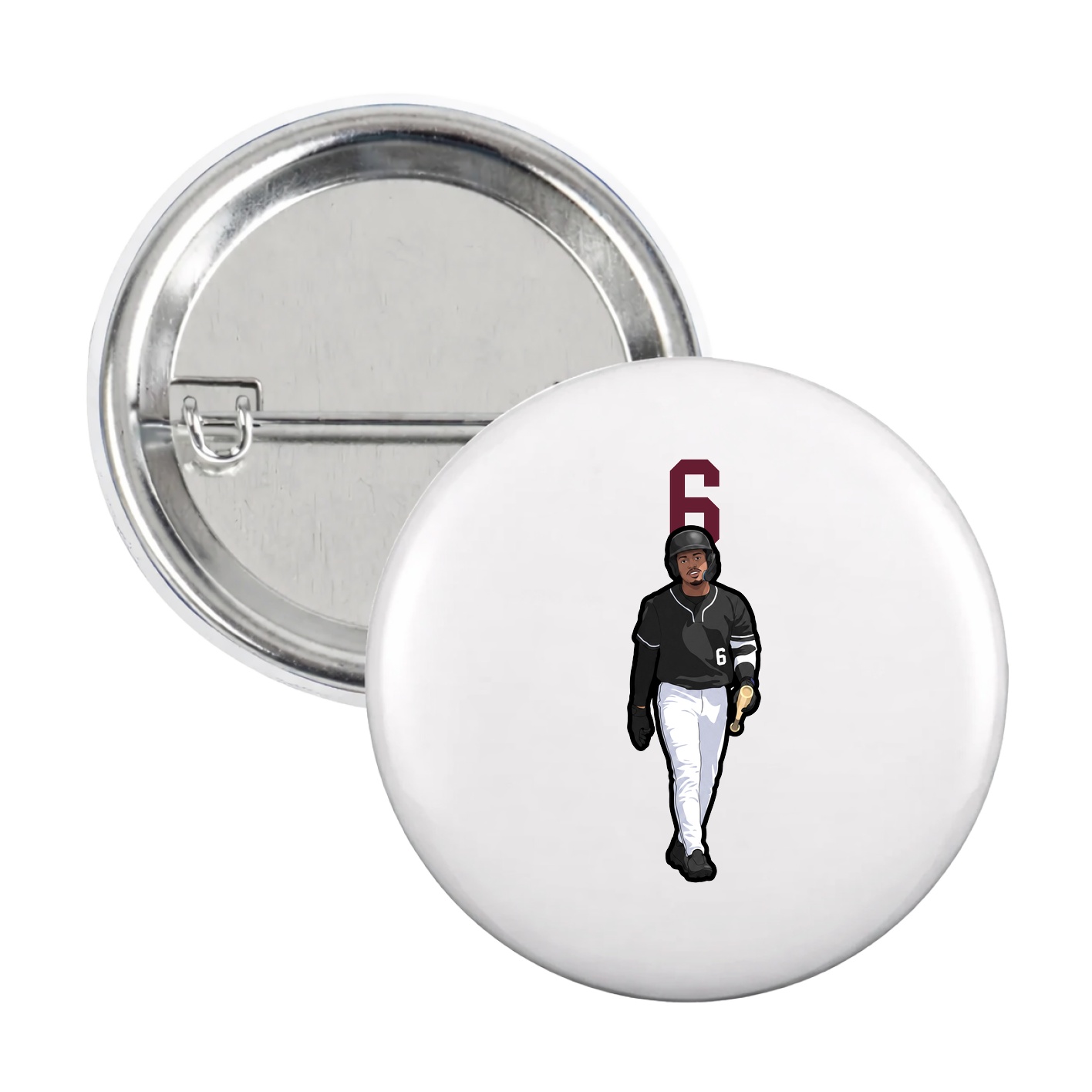 Game Day Button — Number Top in White