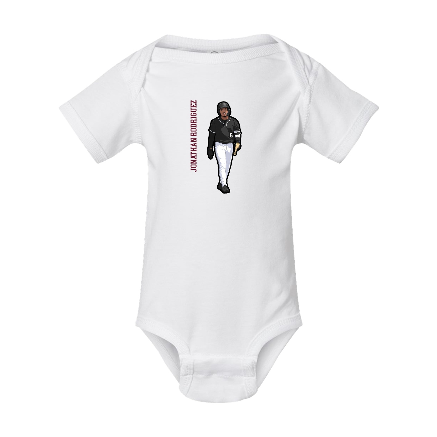 Baby Onesie — Name Vertical in White