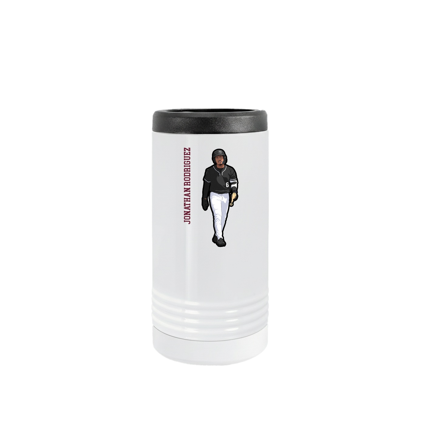 Slim Beverage Holder — Name Vertical in White
