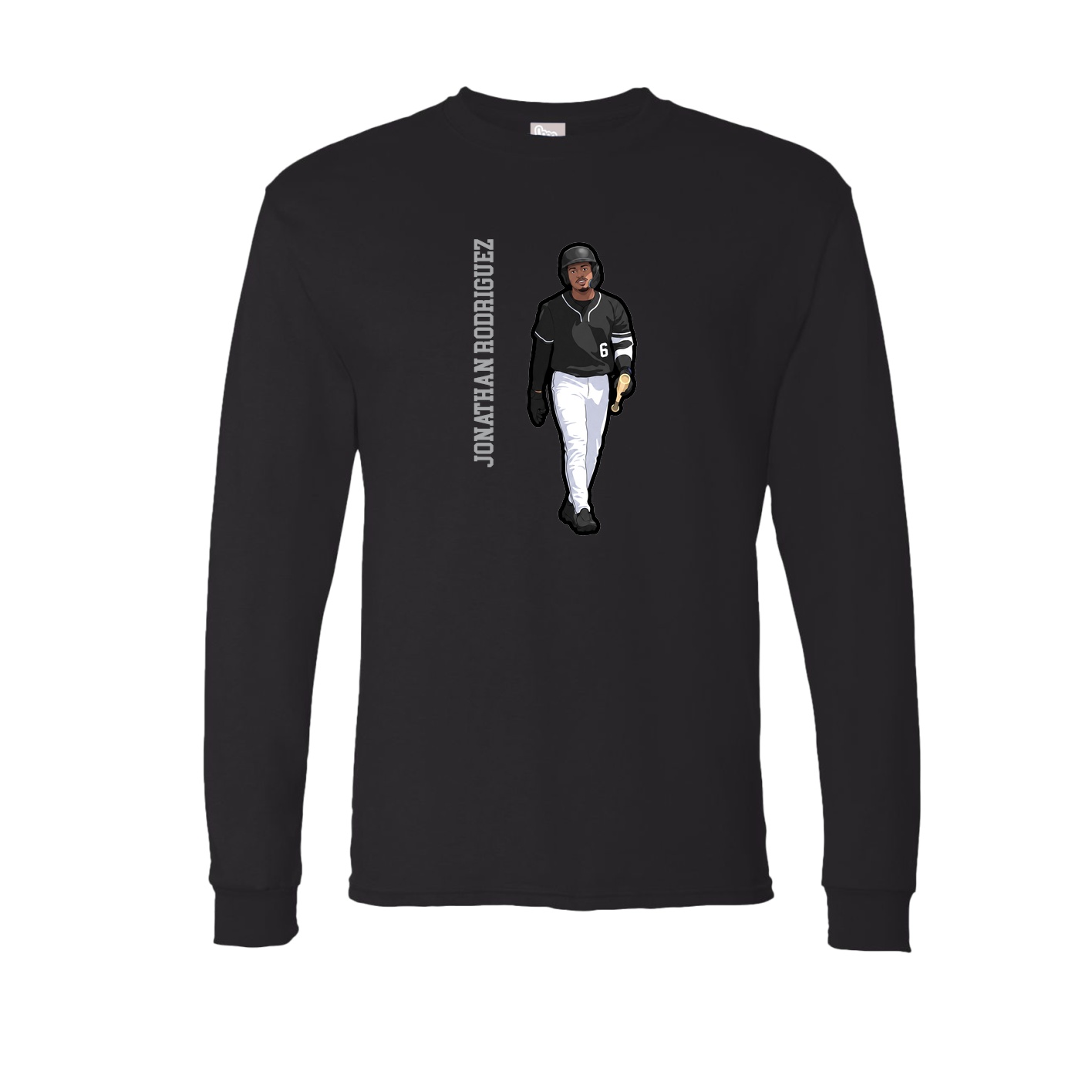 Long Sleeve Tee — Name Vertical in Black