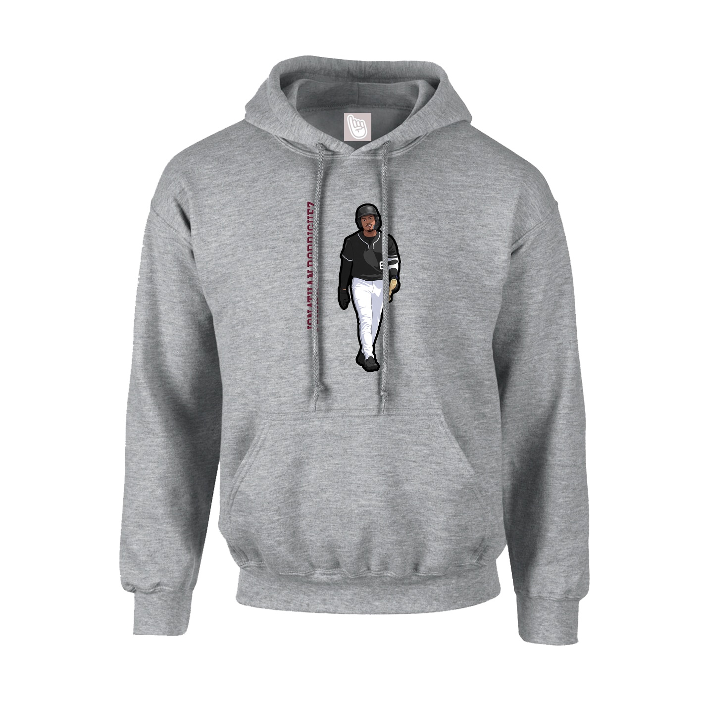 Hoodie — Name Vertical in Grey