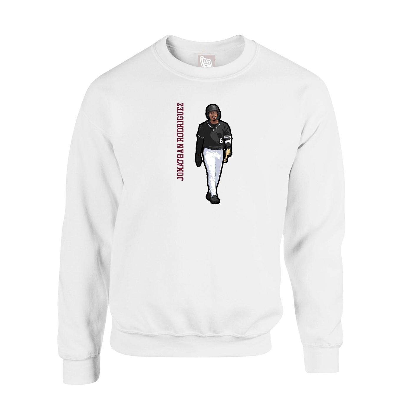 Fleece Crew — Name Vertical in White
