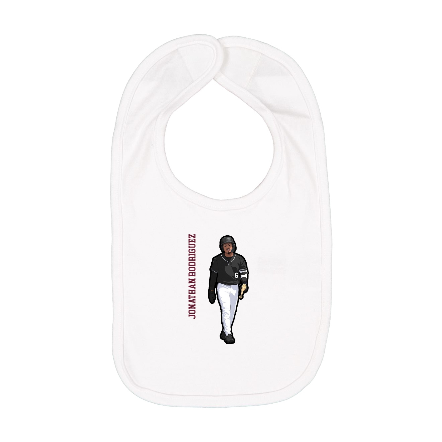 Infant Bib — Name Vertical in White