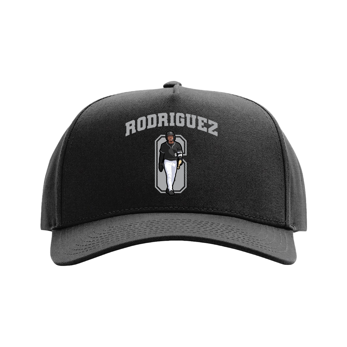 Full Fabric Five-Panel Champ Cap — Number in Black