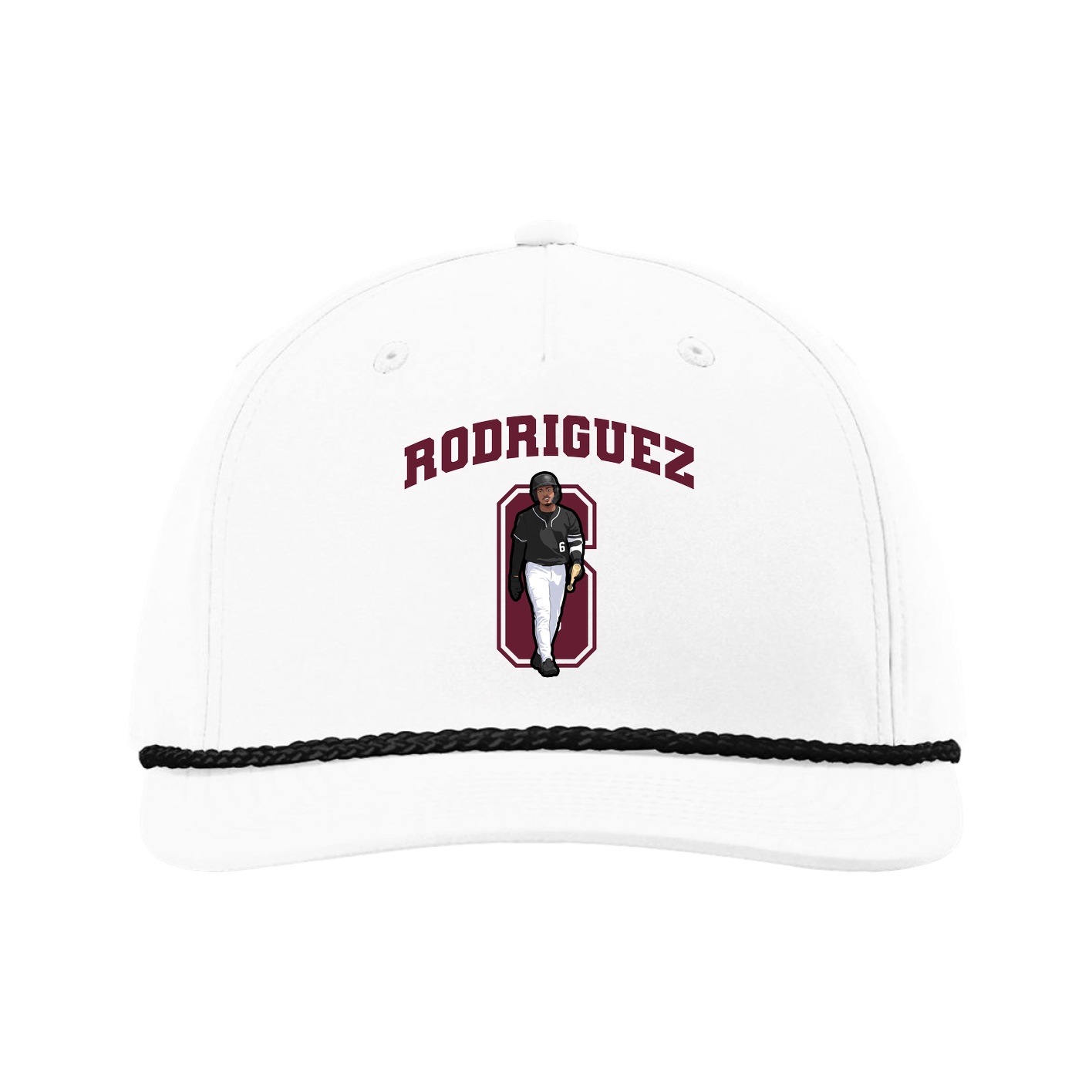 Five-Panel Classic Rope Cap — Number in White