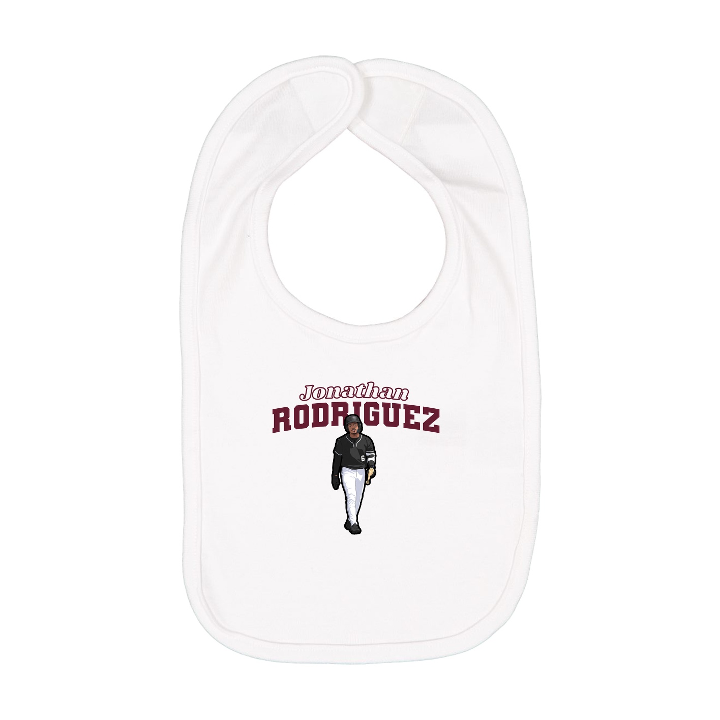 Infant Bib — Name Arch in White