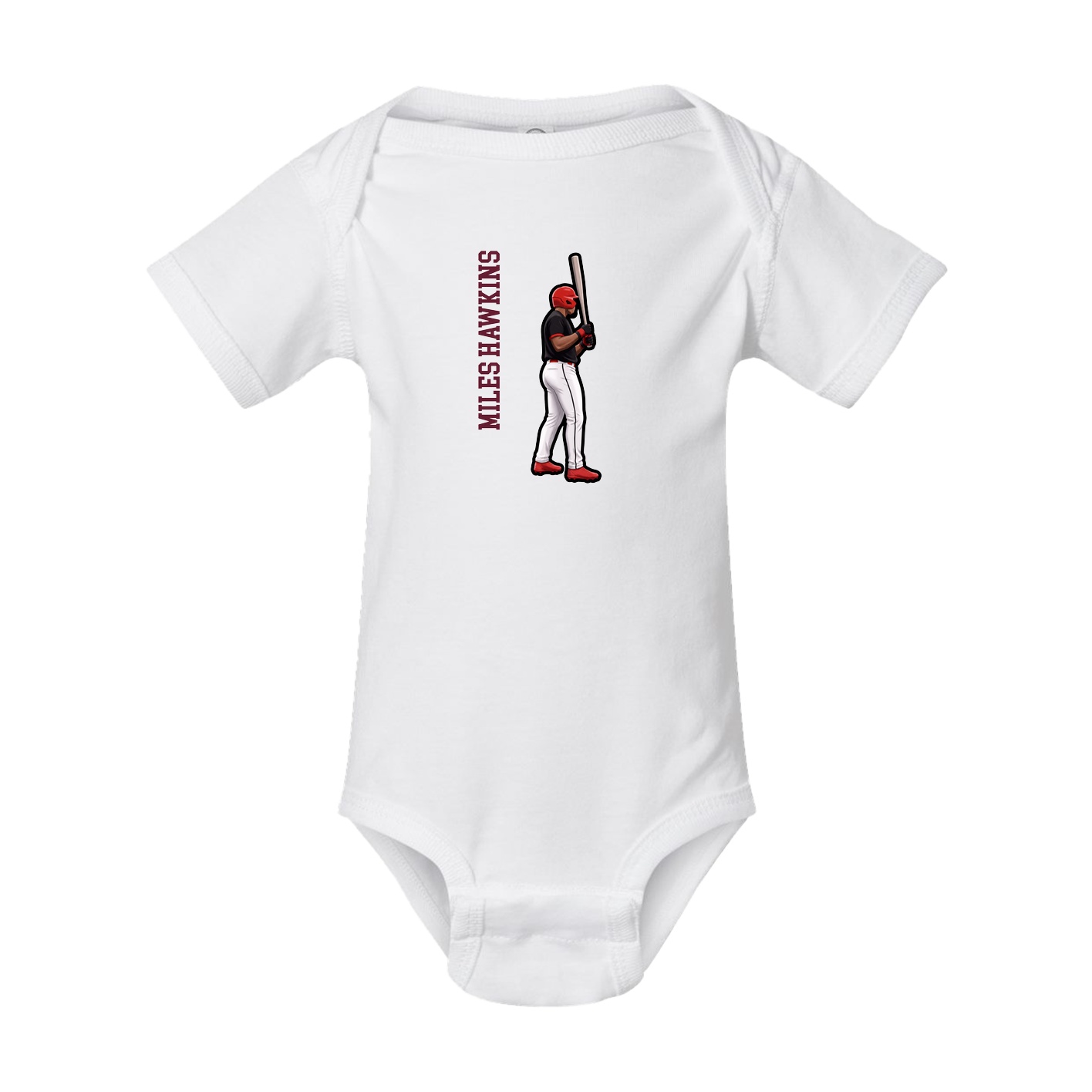 Baby Onesie — Name Vertical in White