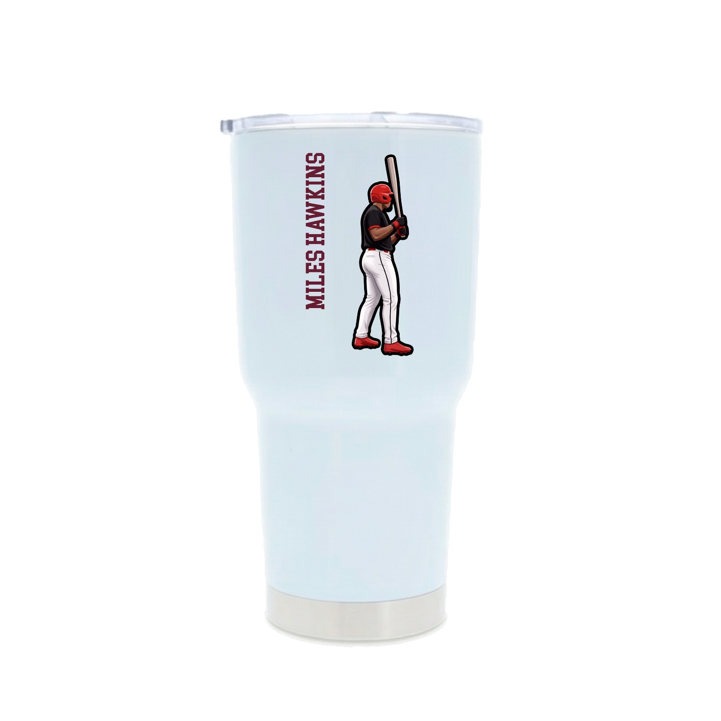 30oz Stainless Steel Tumbler — Name Vertical in White