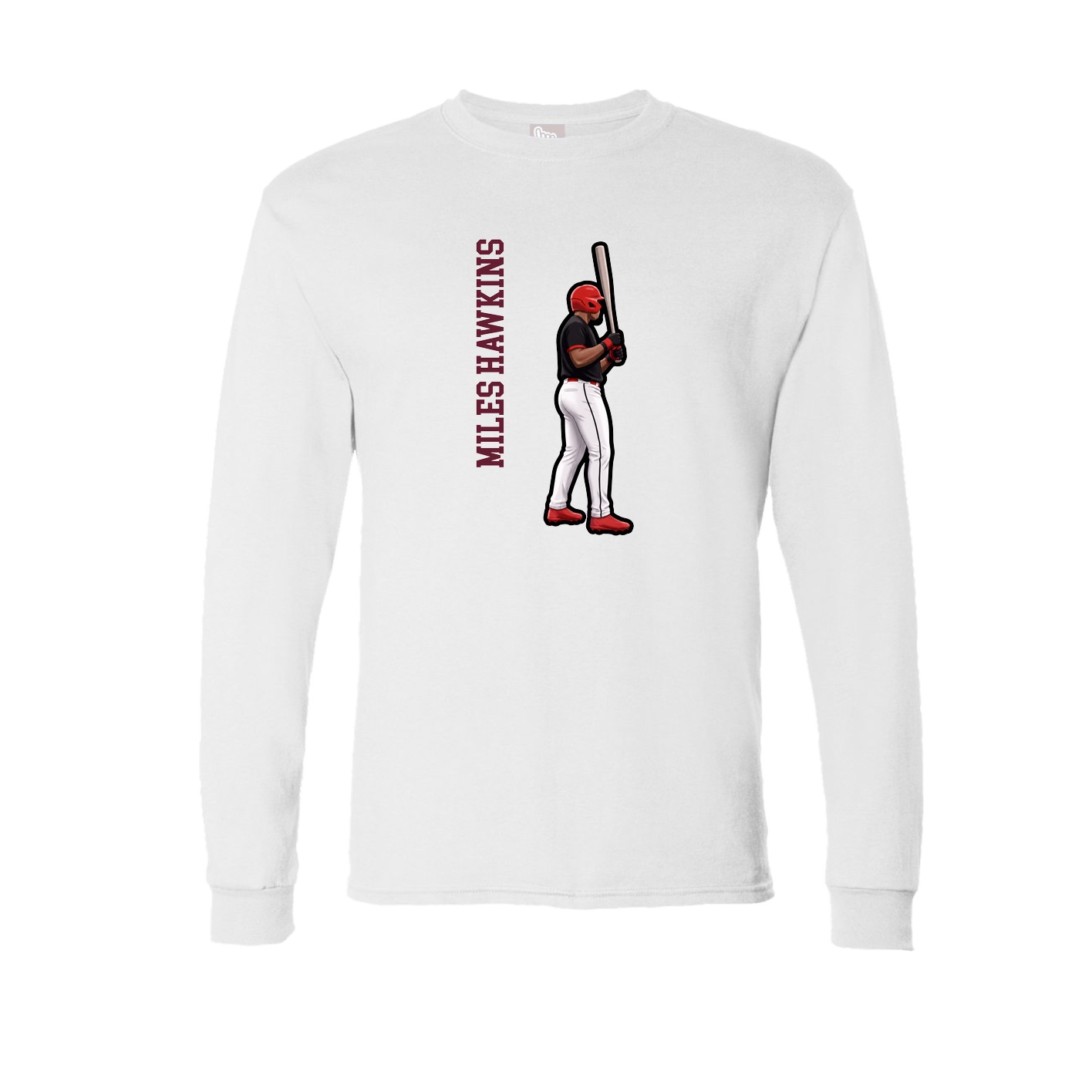 Long Sleeve Tee — Name Vertical in White